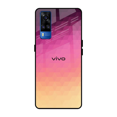 Geometric Pink Diamond Vivo Y51 2020 Glass Back Cover Online