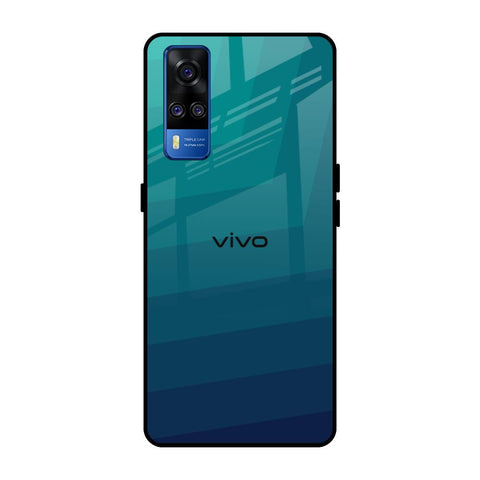 Green Triangle Pattern Vivo Y51 2020 Glass Back Cover Online
