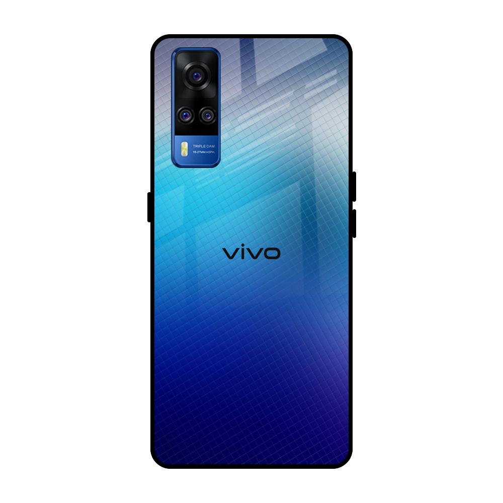 Blue Rhombus Pattern Vivo Y51 2020 Glass Back Cover Online