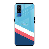 Pink & White Stripes Vivo Y51 2020 Glass Back Cover Online