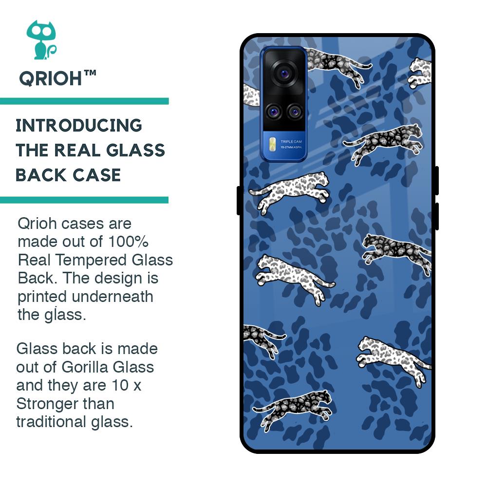 Blue Cheetah Glass Case for Vivo Y51 2020
