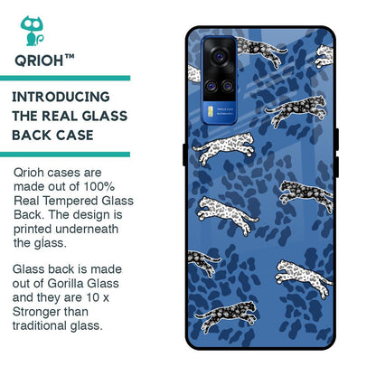 Blue Cheetah Glass Case for Vivo Y51 2020