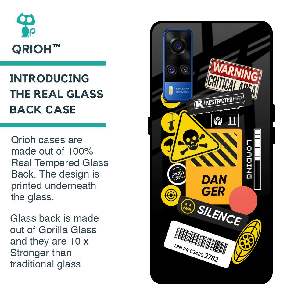 Danger Signs Glass Case for Vivo Y51 2020