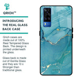 Blue Golden Glitter Glass Case for Vivo Y51 2020