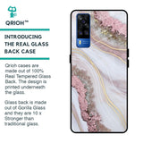 Pink & Gold Gllitter Marble Glass Case for Vivo Y51 2020