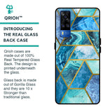 Turquoise Geometrical Marble Glass Case for Vivo Y51 2020