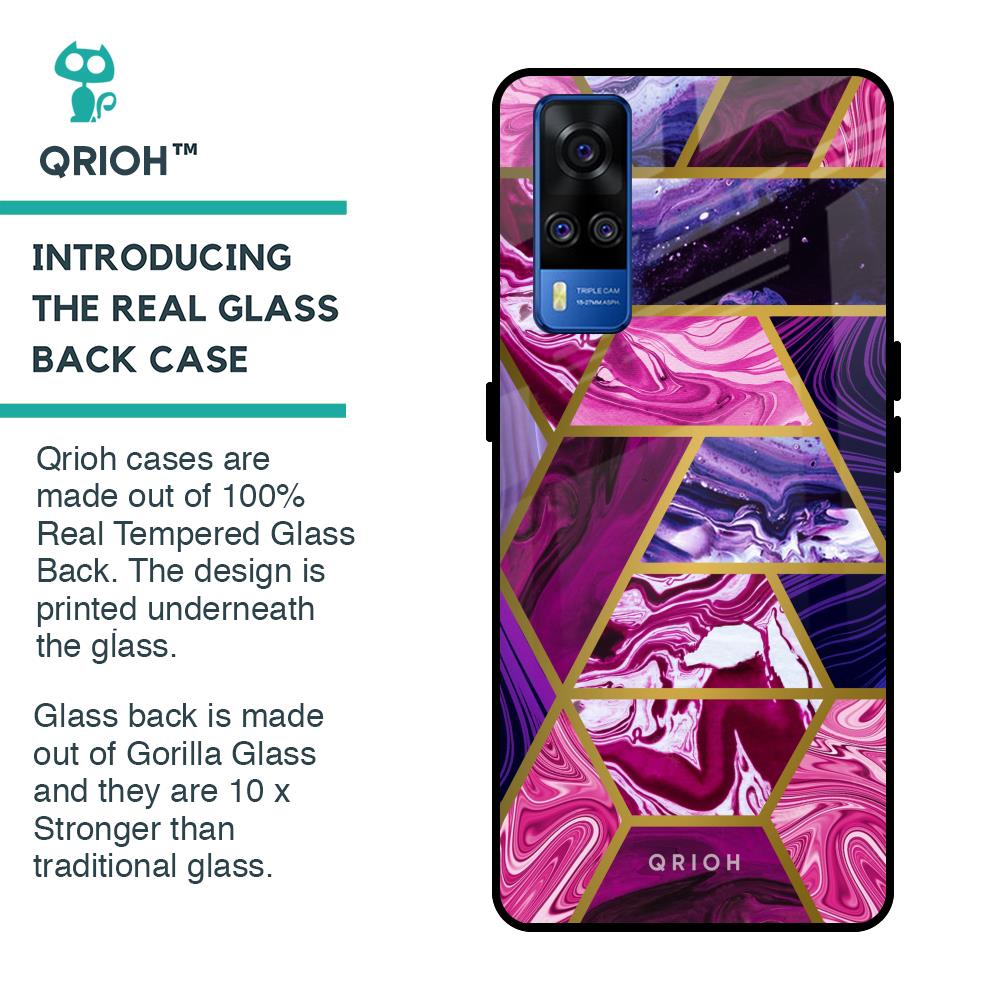 Electroplated Geometric Marble Glass Case for Vivo Y51 2020