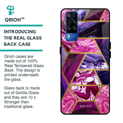 Electroplated Geometric Marble Glass Case for Vivo Y51 2020
