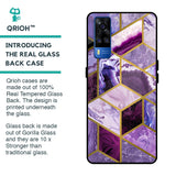 Purple Rhombus Marble Glass Case for Vivo Y51 2020