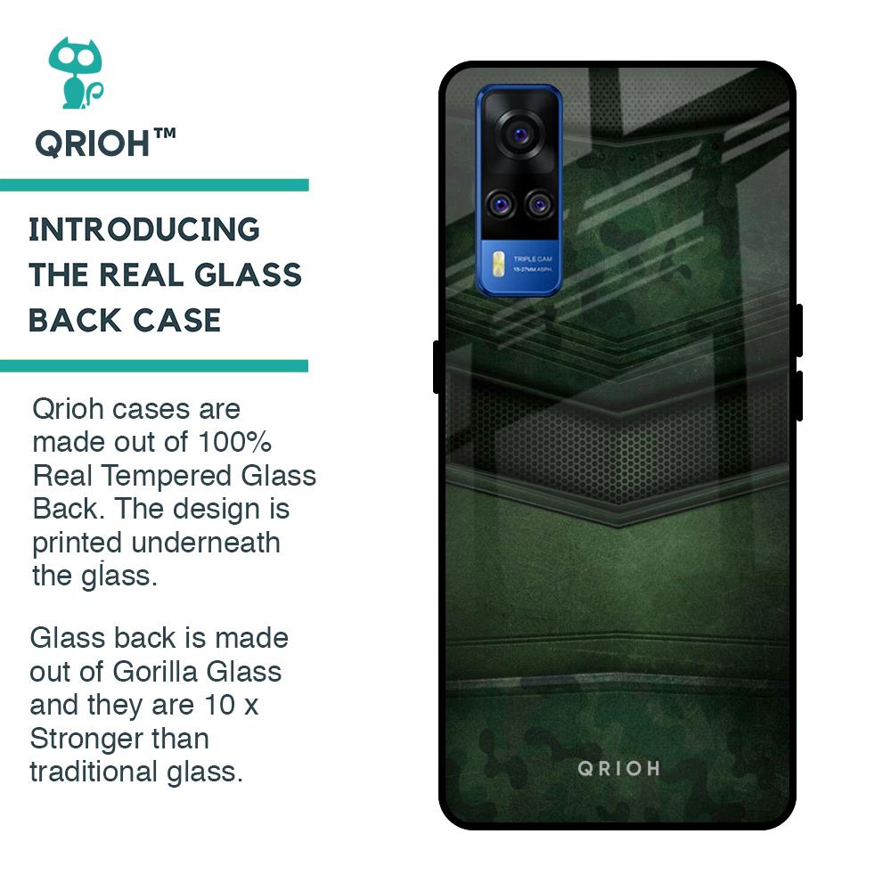 Green Leather Glass Case for Vivo Y51 2020