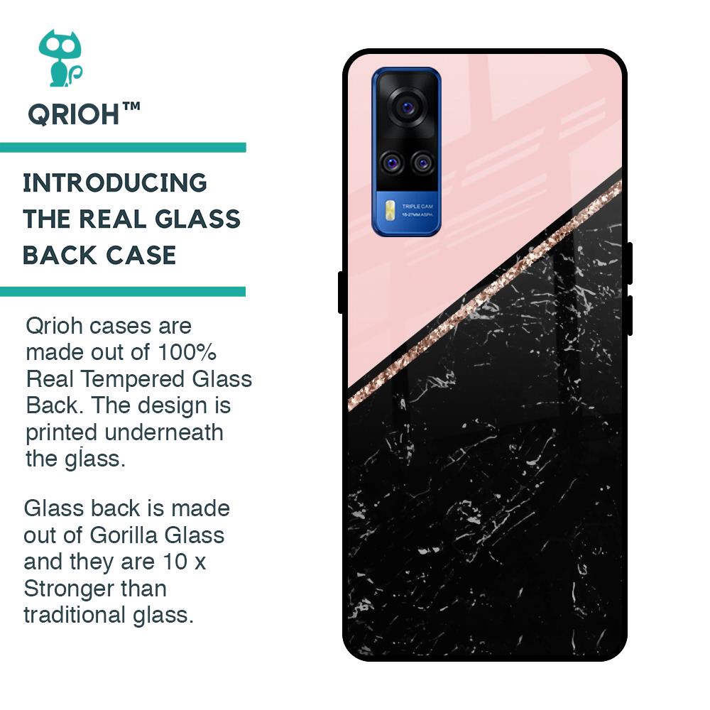 Marble Texture Pink Glass Case For Vivo Y51 2020