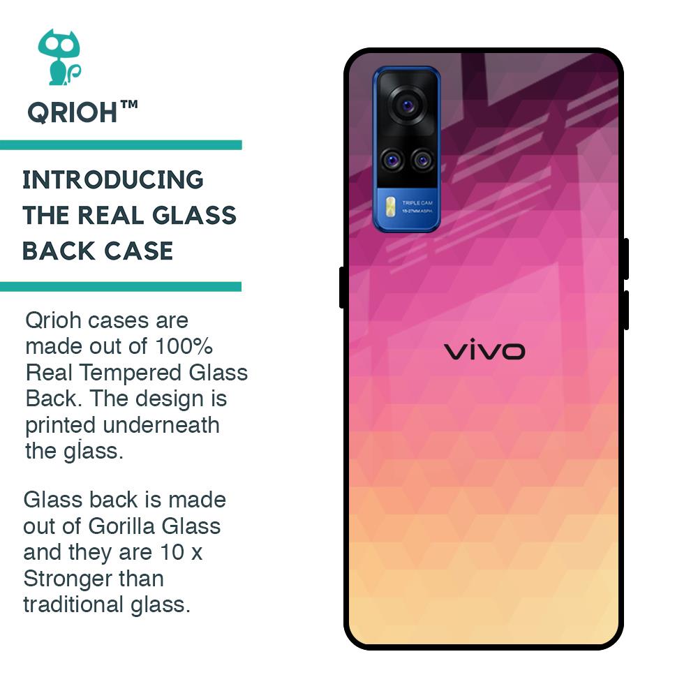 Geometric Pink Diamond Glass Case for Vivo Y51 2020