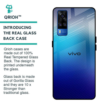 Blue Rhombus Pattern Glass Case for Vivo Y51 2020