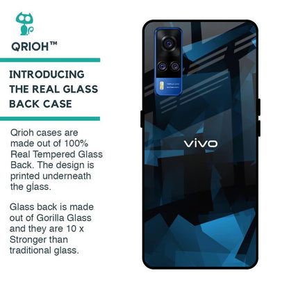 Polygonal Blue Box Glass Case For Vivo Y51 2020