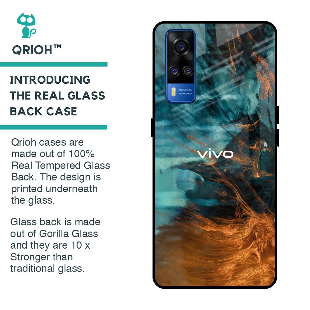 Golden Splash Glass Case for Vivo Y51 2020