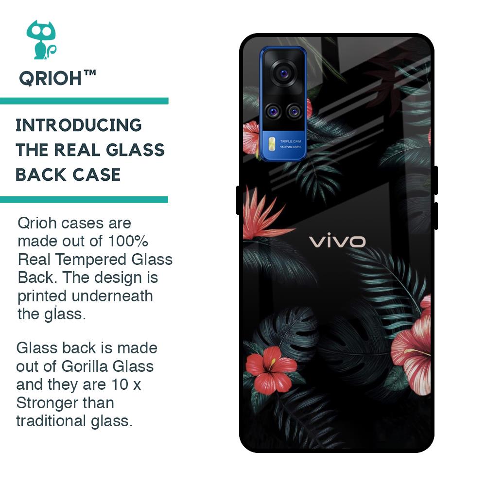 Tropical Art Flower Glass Case for Vivo Y51 2020