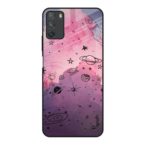 Space Doodles Poco M3 Glass Back Cover Online