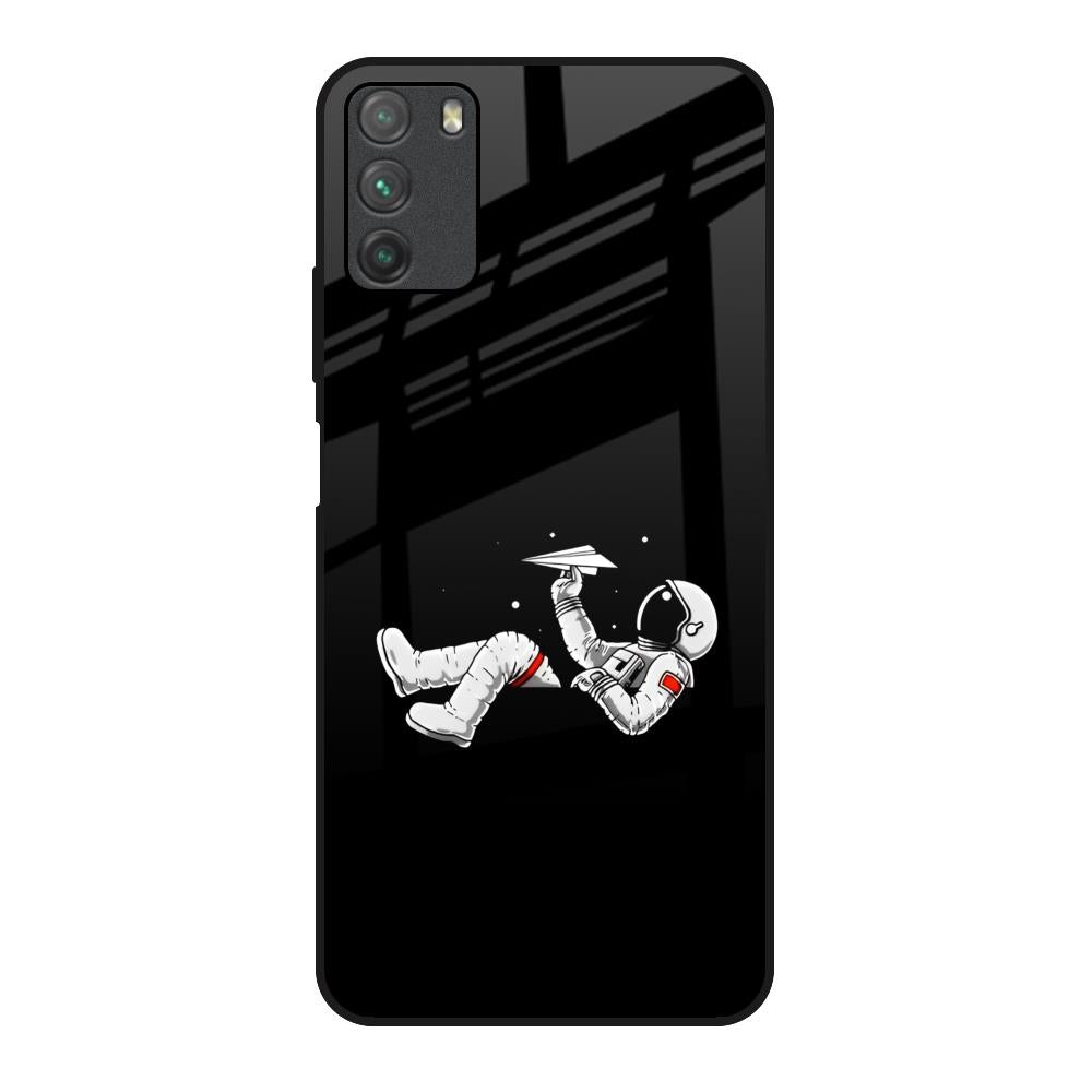 Space Traveller Poco M3 Glass Back Cover Online