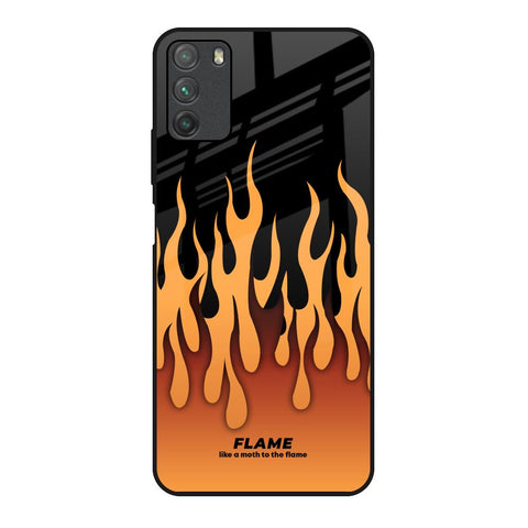 Fire Flame Poco M3 Glass Back Cover Online