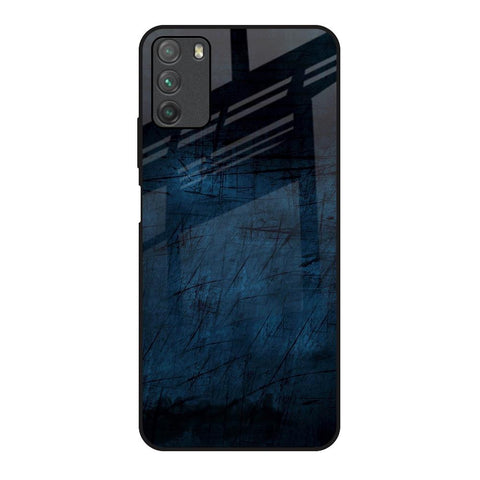 Dark Blue Grunge Poco M3 Glass Back Cover Online