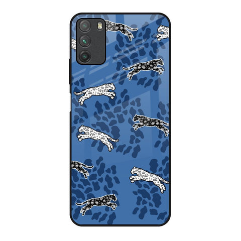 Blue Cheetah Poco M3 Glass Back Cover Online