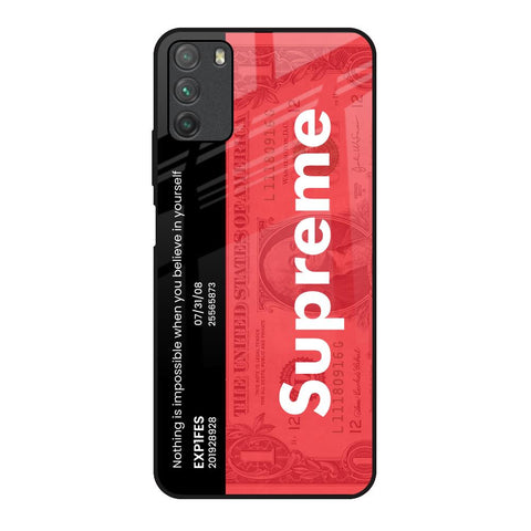 Supreme Ticket Poco M3 Glass Back Cover Online
