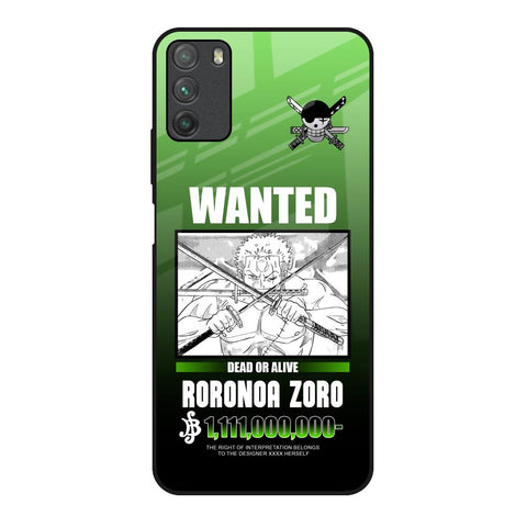 Zoro Wanted Poco M3 Glass Back Cover Online