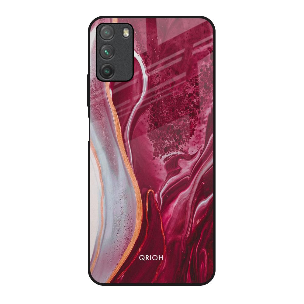Crimson Ruby Poco M3 Glass Back Cover Online
