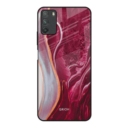 Crimson Ruby Poco M3 Glass Back Cover Online
