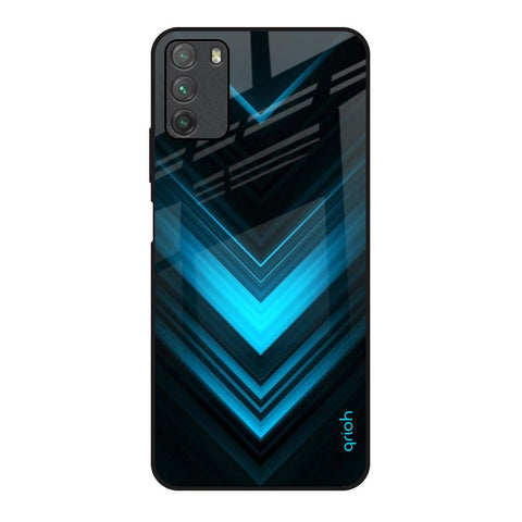 Vertical Blue Arrow Poco M3 Glass Back Cover Online