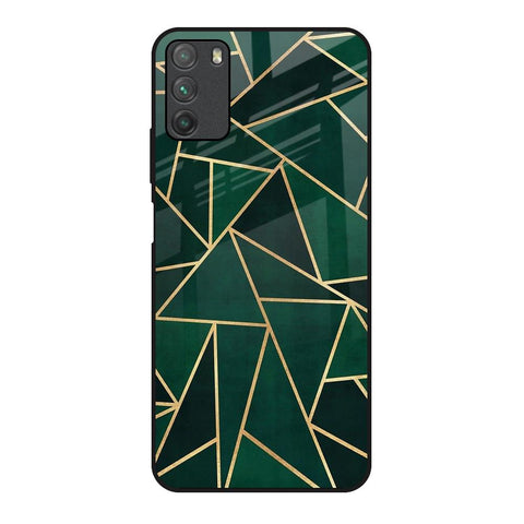 Abstract Green Poco M3 Glass Back Cover Online