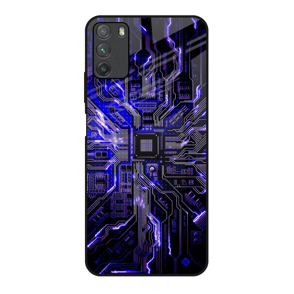 Techno Color Pattern Poco M3 Glass Back Cover Online