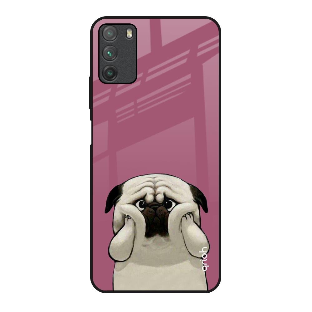 Funny Pug Face Poco M3 Glass Back Cover Online