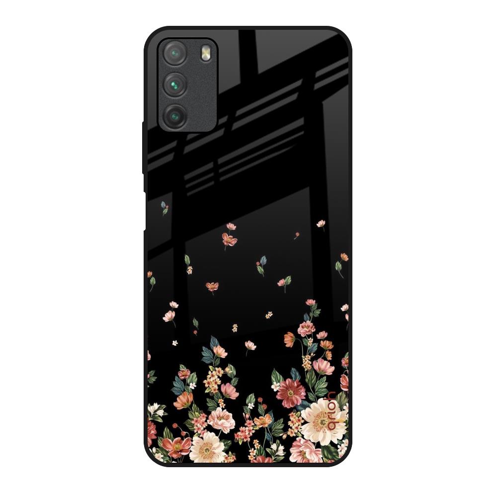 Floating Floral Print Poco M3 Glass Back Cover Online