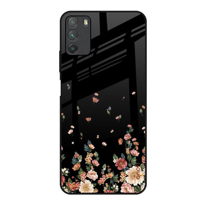 Floating Floral Print Poco M3 Glass Back Cover Online