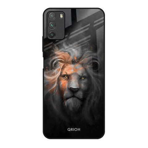 Devil Lion Poco M3 Glass Back Cover Online