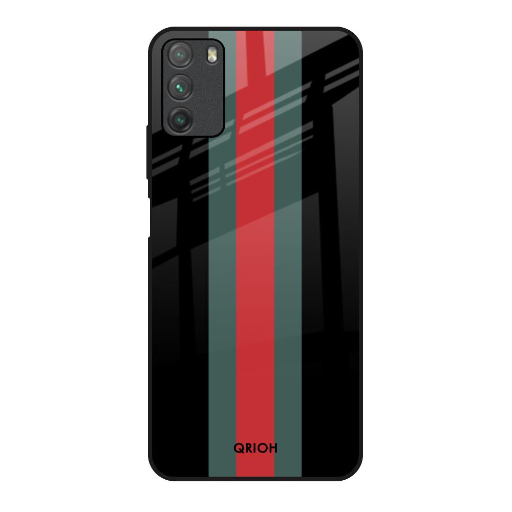 Vertical Stripes Poco M3 Glass Back Cover Online