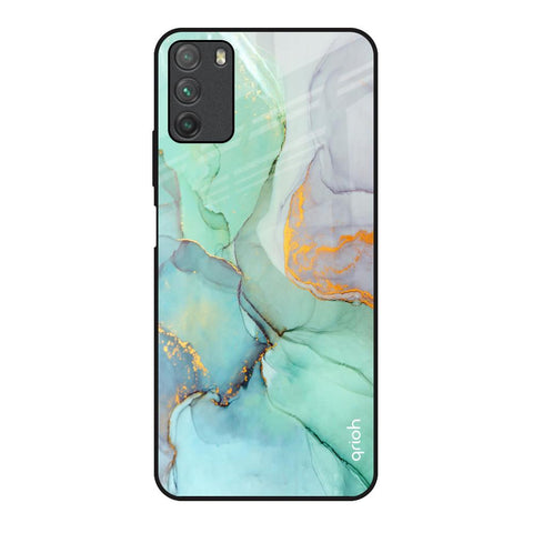 Green Marble Poco M3 Glass Back Cover Online