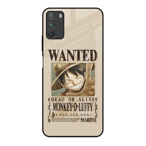 Luffy Wanted Poco M3 Glass Back Cover Online