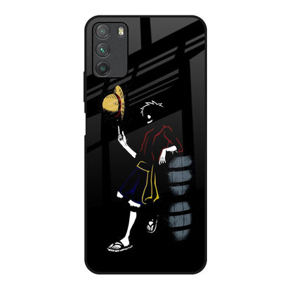 Luffy Line Art Poco M3 Glass Back Cover Online