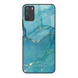 Blue Golden Glitter Poco M3 Glass Back Cover Online
