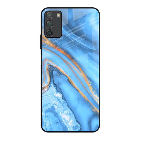 Vibrant Blue Marble Poco M3 Glass Back Cover Online