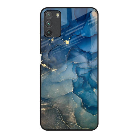 Blue Cool Marble Poco M3 Glass Back Cover Online