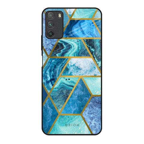 Turquoise Geometrical Marble Poco M3 Glass Back Cover Online