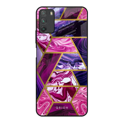 Electroplated Geometric Marble Poco M3 Glass Back Cover Online