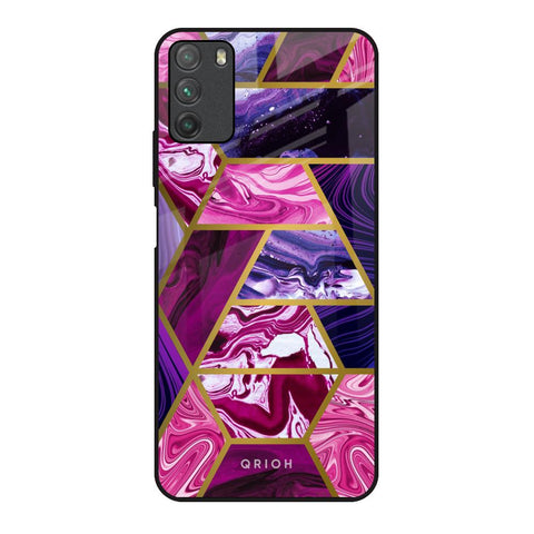 Electroplated Geometric Marble Poco M3 Glass Back Cover Online