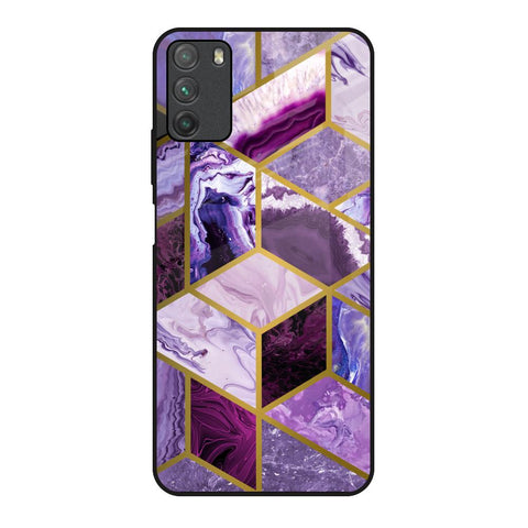 Purple Rhombus Marble Poco M3 Glass Back Cover Online