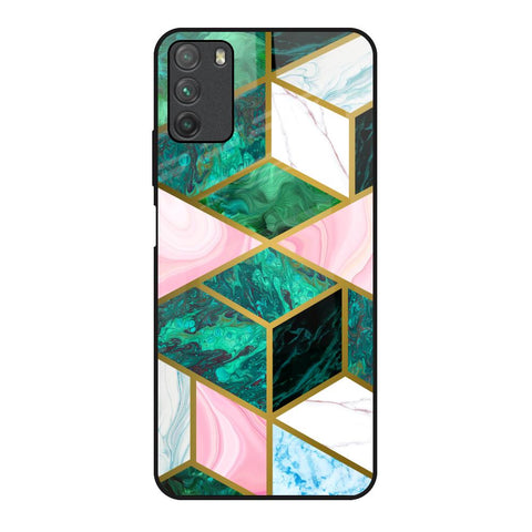 Seamless Green Marble Poco M3 Glass Back Cover Online