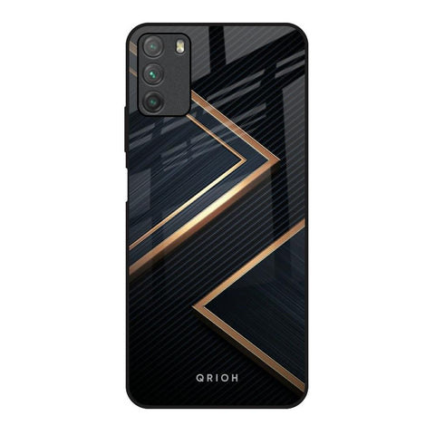 Sleek Golden & Navy Poco M3 Glass Back Cover Online