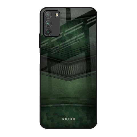 Green Leather Poco M3 Glass Back Cover Online